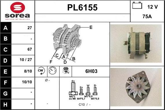 Sera PL6155 - Alternator autospares.lv