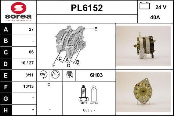 Sera PL6152 - Alternator autospares.lv