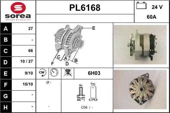 Sera PL6168 - Alternator autospares.lv