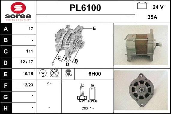 Sera PL6100 - Alternator autospares.lv