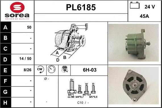Sera PL6185 - Alternator autospares.lv