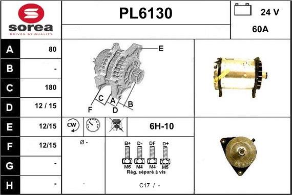 Sera PL6130 - Alternator autospares.lv