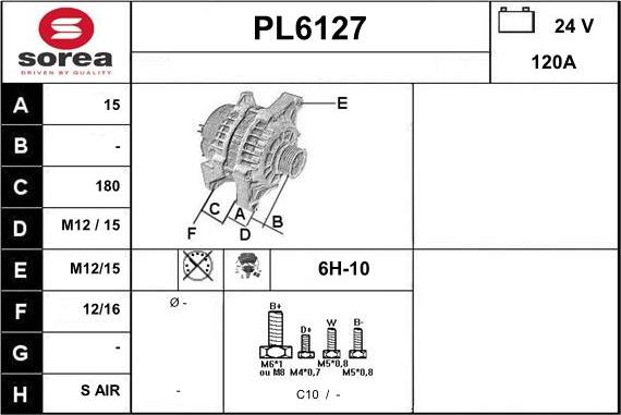 Sera PL6127 - Alternator autospares.lv