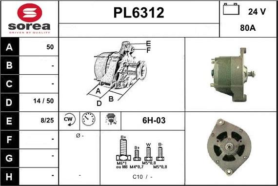 Sera PL6312 - Alternator autospares.lv