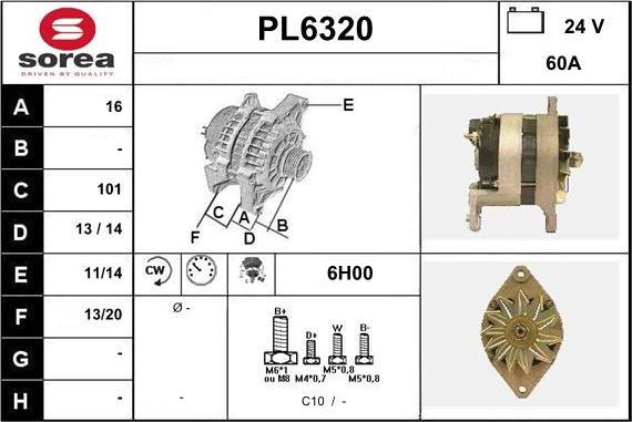 Sera PL6320 - Alternator autospares.lv