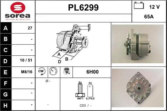 Sera PL6299 - Alternator autospares.lv