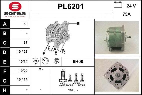 Sera PL6201 - Alternator autospares.lv