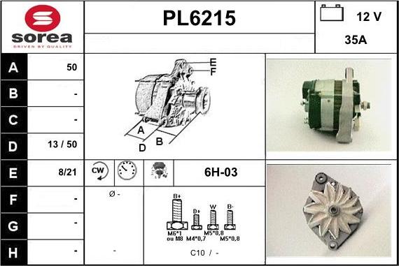 Sera PL6215 - Alternator autospares.lv