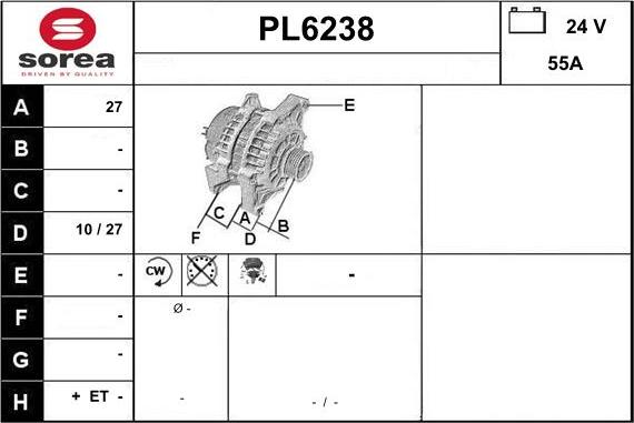 Sera PL6238 - Alternator autospares.lv