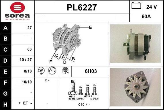 Sera PL6227 - Alternator autospares.lv