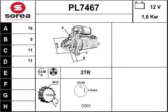 Sera PL7467 - Starter autospares.lv