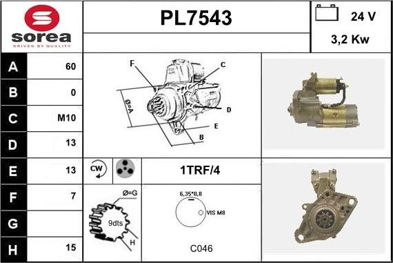 Sera PL7543 - Starter autospares.lv