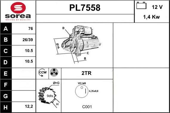 Sera PL7558 - Starter autospares.lv
