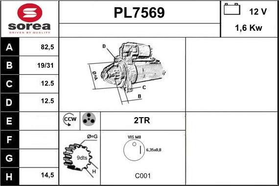 Sera PL7569 - Starter autospares.lv