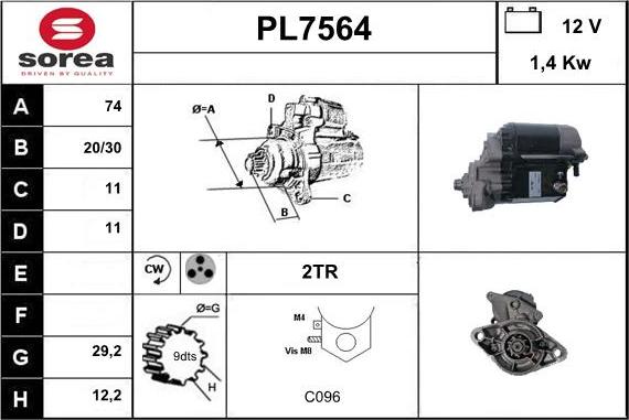 Sera PL7564 - Starter autospares.lv