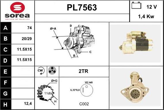 Sera PL7563 - Starter autospares.lv