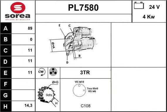 Sera PL7580 - Starter autospares.lv