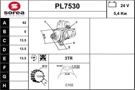 Sera PL7530 - Starter autospares.lv
