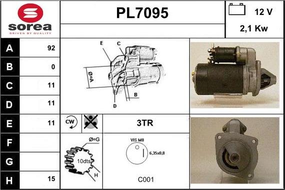 Sera PL7095 - Starter autospares.lv