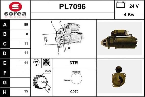 Sera PL7096 - Starter autospares.lv