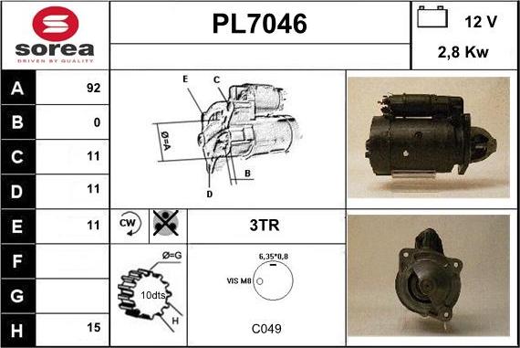 Sera PL7046 - Starter autospares.lv