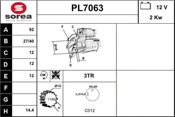 Sera PL7063 - Starter autospares.lv