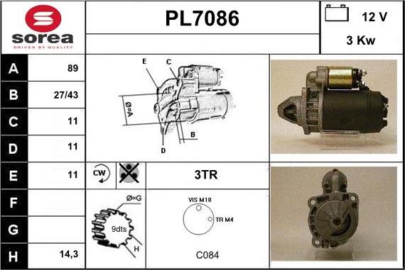 Sera PL7086 - Starter autospares.lv