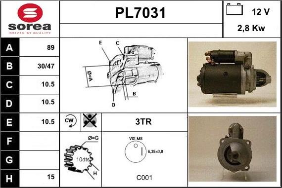 Sera PL7031 - Starter autospares.lv