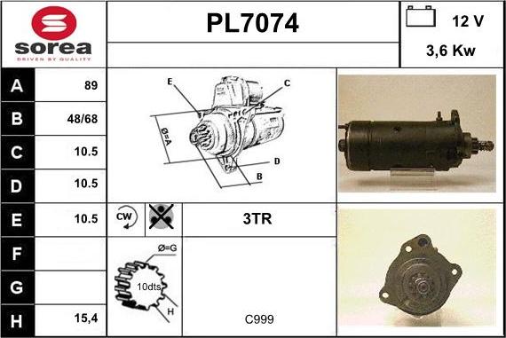 Sera PL7074 - Starter autospares.lv