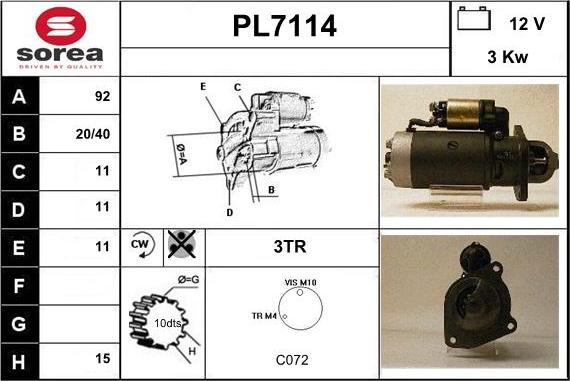 Sera PL7114 - Starter autospares.lv