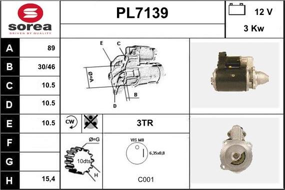 Sera PL7139 - Starter autospares.lv