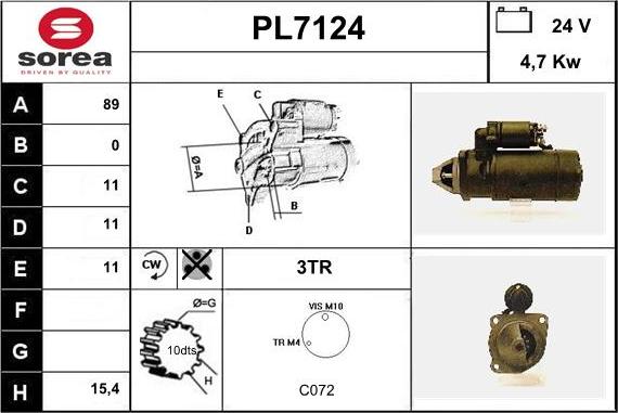Sera PL7124 - Starter autospares.lv