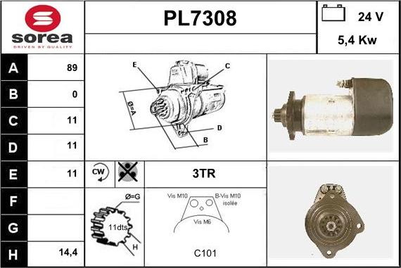 Sera PL7308 - Starter autospares.lv