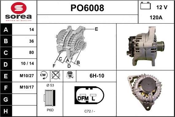 Sera PO6008 - Alternator autospares.lv