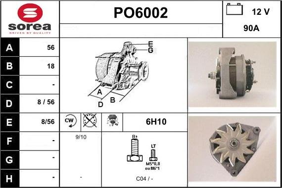 Sera PO6002 - Alternator autospares.lv