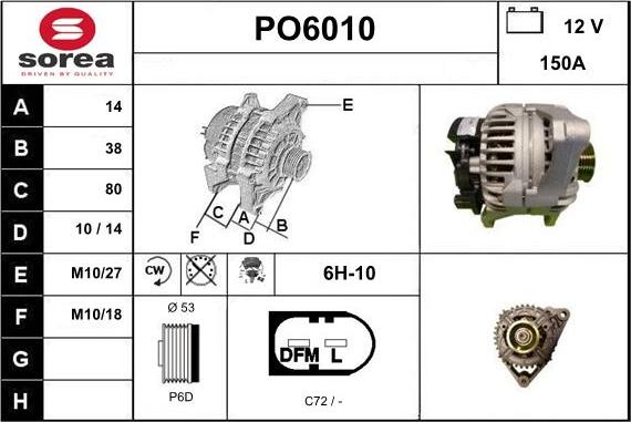 Sera PO6010 - Alternator autospares.lv