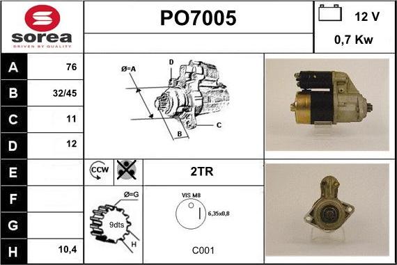 Sera PO7005 - Starter autospares.lv