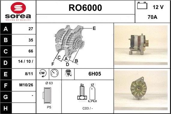 Sera RO6000 - Alternator autospares.lv