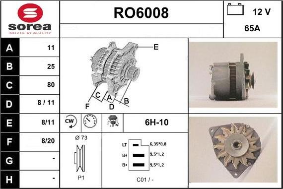Sera RO6008 - Alternator autospares.lv