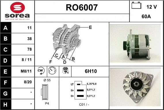 Sera RO6007 - Alternator autospares.lv