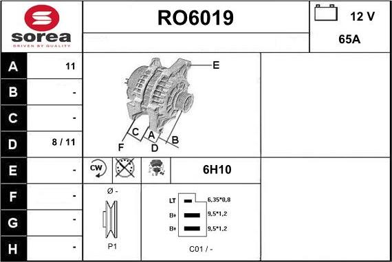 Sera RO6019 - Alternator autospares.lv