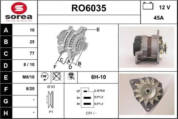 Sera RO6035 - Alternator autospares.lv