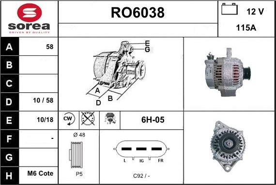 Sera RO6038 - Alternator autospares.lv