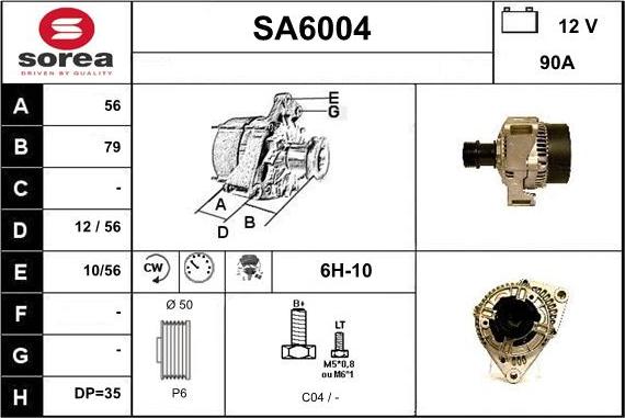 Sera SA6004 - Alternator autospares.lv