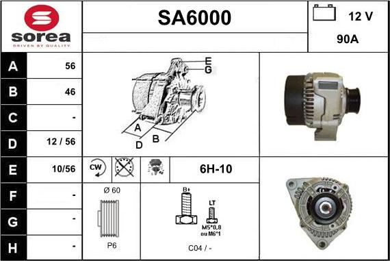 Sera SA6000 - Alternator autospares.lv