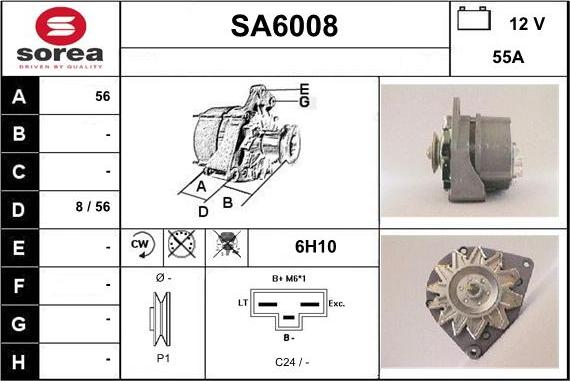 Sera SA6008 - Alternator autospares.lv