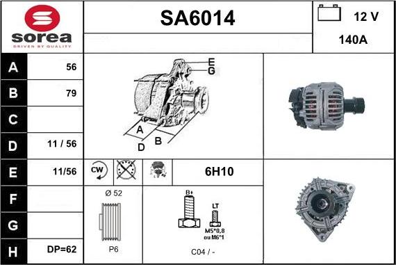 Sera SA6014 - Alternator autospares.lv