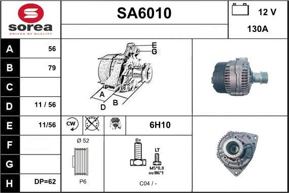 Sera SA6010 - Alternator autospares.lv