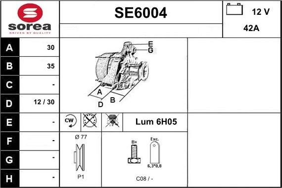 Sera SE6004 - Alternator autospares.lv