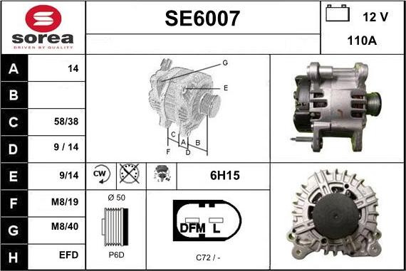 Sera SE6007 - Alternator autospares.lv